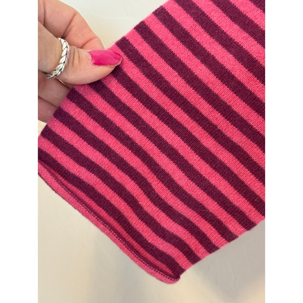 Garnet Hill 100% Cashmere Striped Scoop Neck Sweater Pink Purple Womens Large - Picture 5 of 8